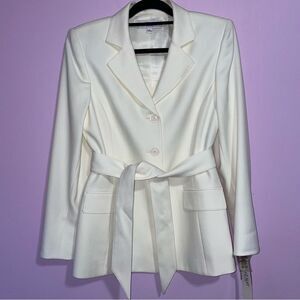 NEW Le Suit Twill Button Blazer Women Size 8 Belted Office Professional Career